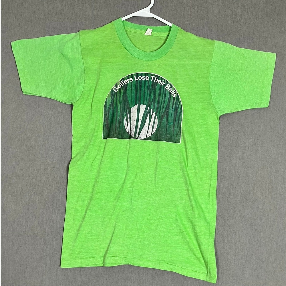 Vintage Golfers Lose Their Balls T-Shirt Small Neon Green Single Stitch Vintage